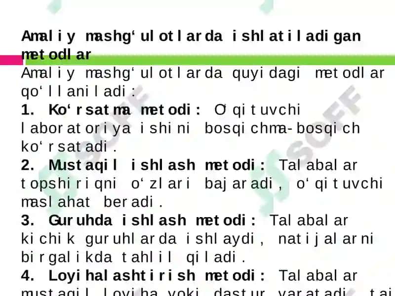 Informatika va AT fanii o'yicle emeirsoiatioriyea mashg‘ulotlerini O*tkezish metodiikesii 6