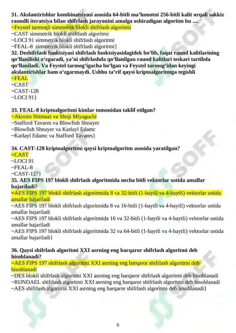 Kriptografik tizim testlar 6