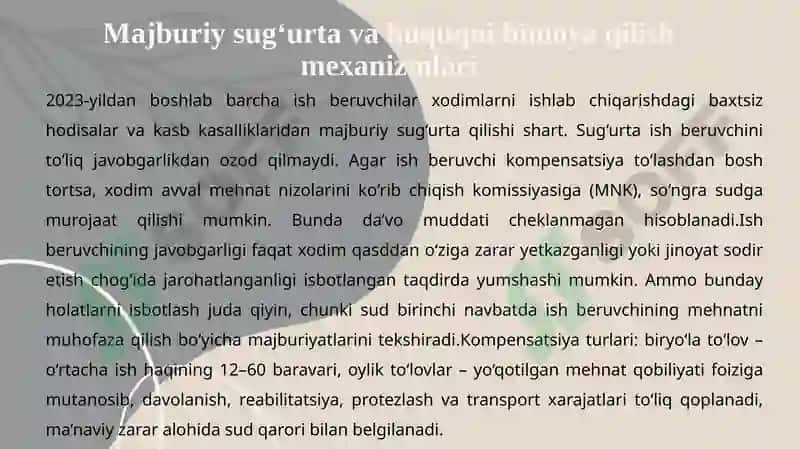 Xodimning Sog‘lig‘iga Ziyon Yetkazilganligi Munosabati 6