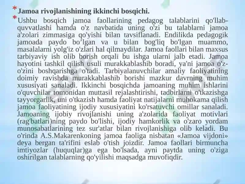 Jamoa tarbiya ob’yekti va sub’ekti sifatida.Tarbiyaningumumiymetodlari.Fuqarolik tarbiyasi. Mafkuraviy tarbiya 6
