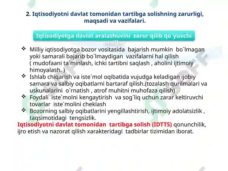 Bozor iqtisodiyotini tartibga solish 6