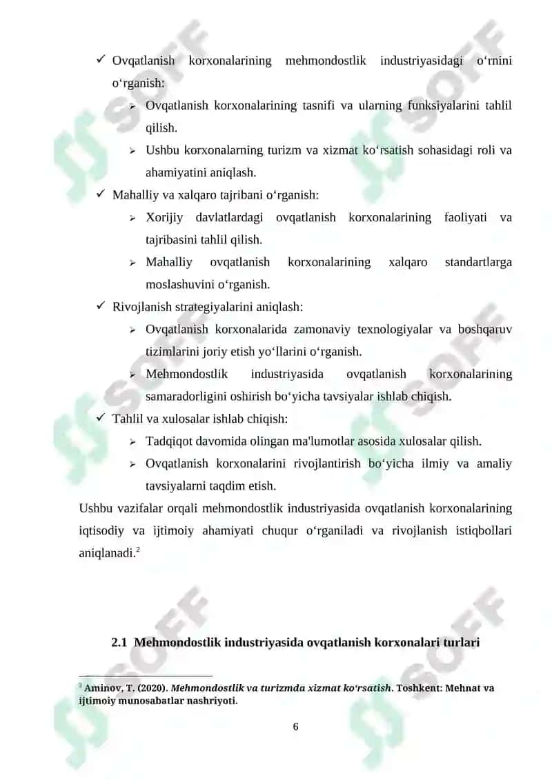 "MEHMONDO‘STLIK INDUSTRIYASIDA OVQATLANISH KORXONALARINING O‘RNI" 6