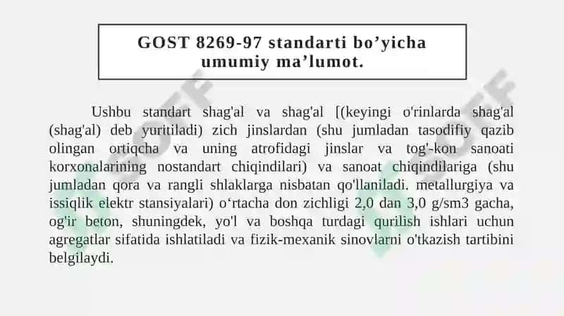 Qurilish materiallari sifatni nazorat qilish va baholash usullari FANIDAN TAQDIMOT 6