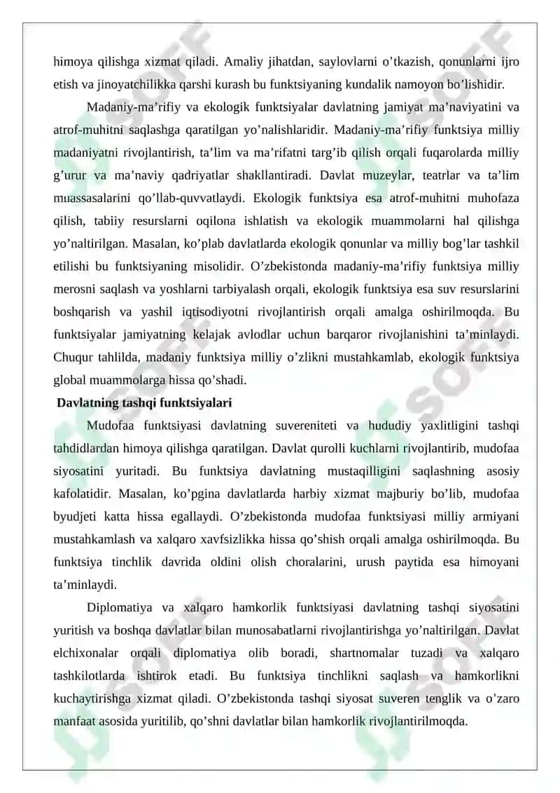 Davlatning ichki va tashqi funktsiyalari 6