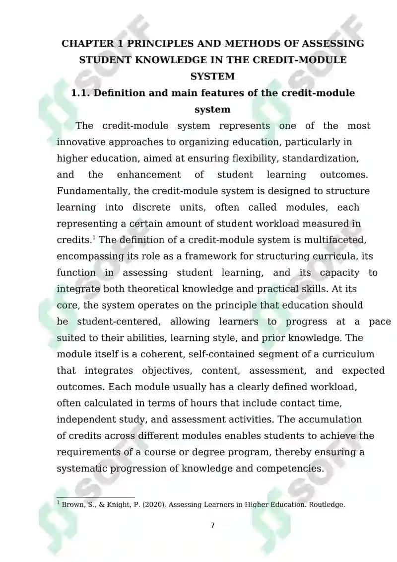 Assessing Student Knowledge within the Credit-Module System 6