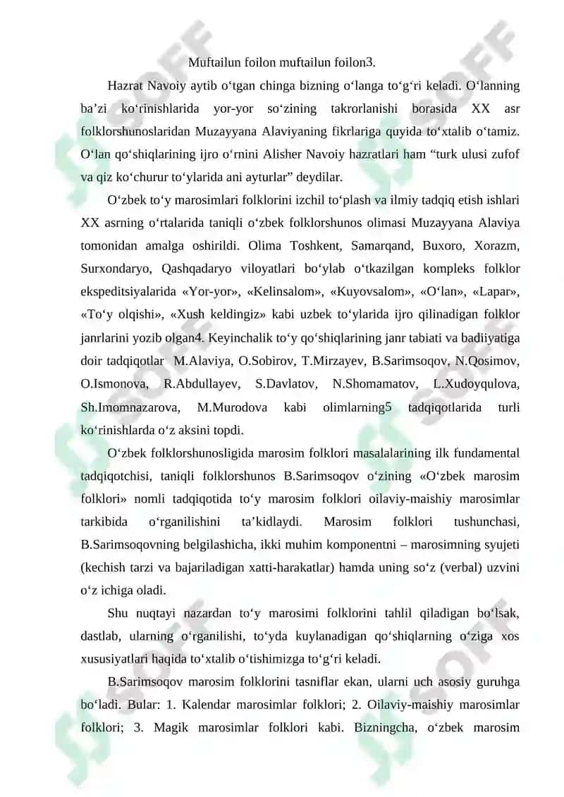 O'zbek nikoh to'ylari folklyorlarida misiqaning o'rni 6
