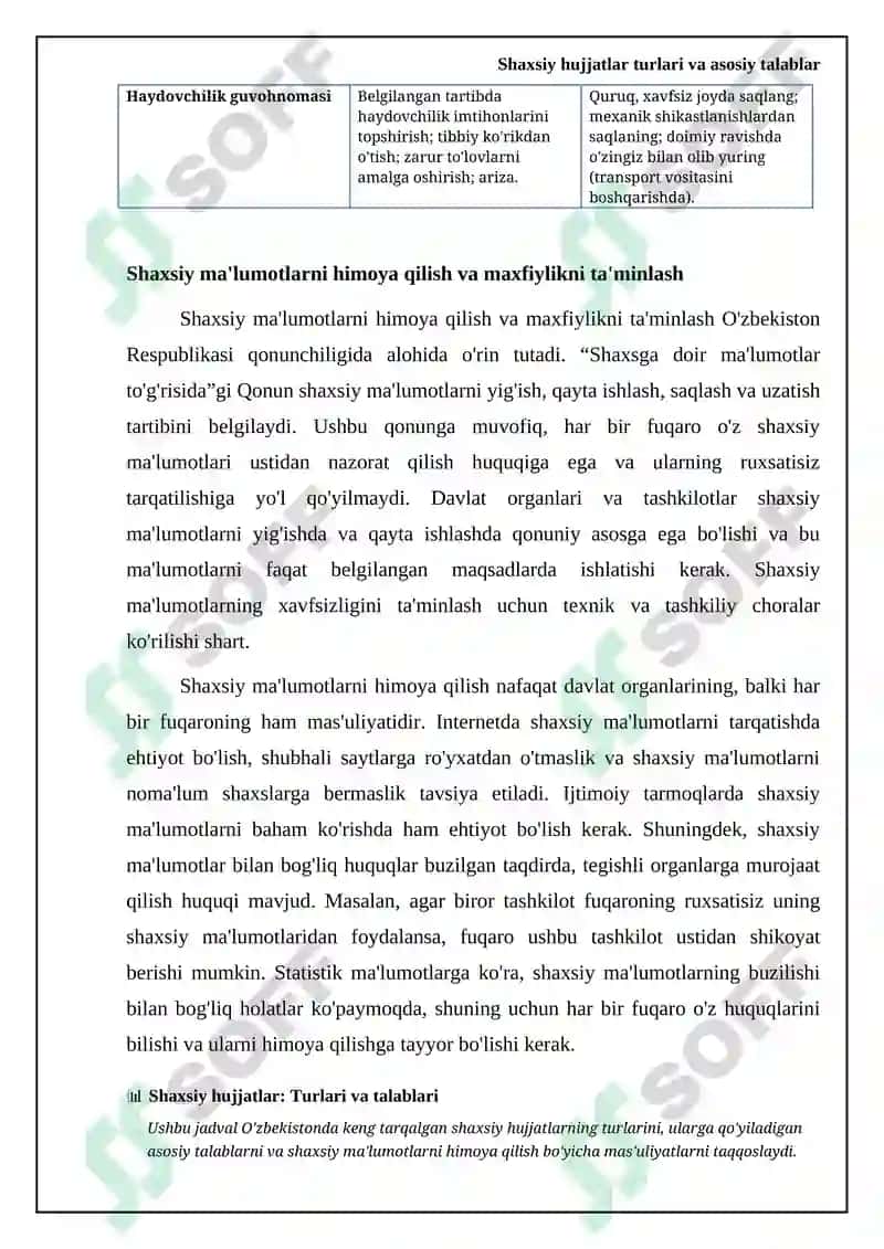 Shaxsiy hujjatlar turlari va asosiy talablar 6