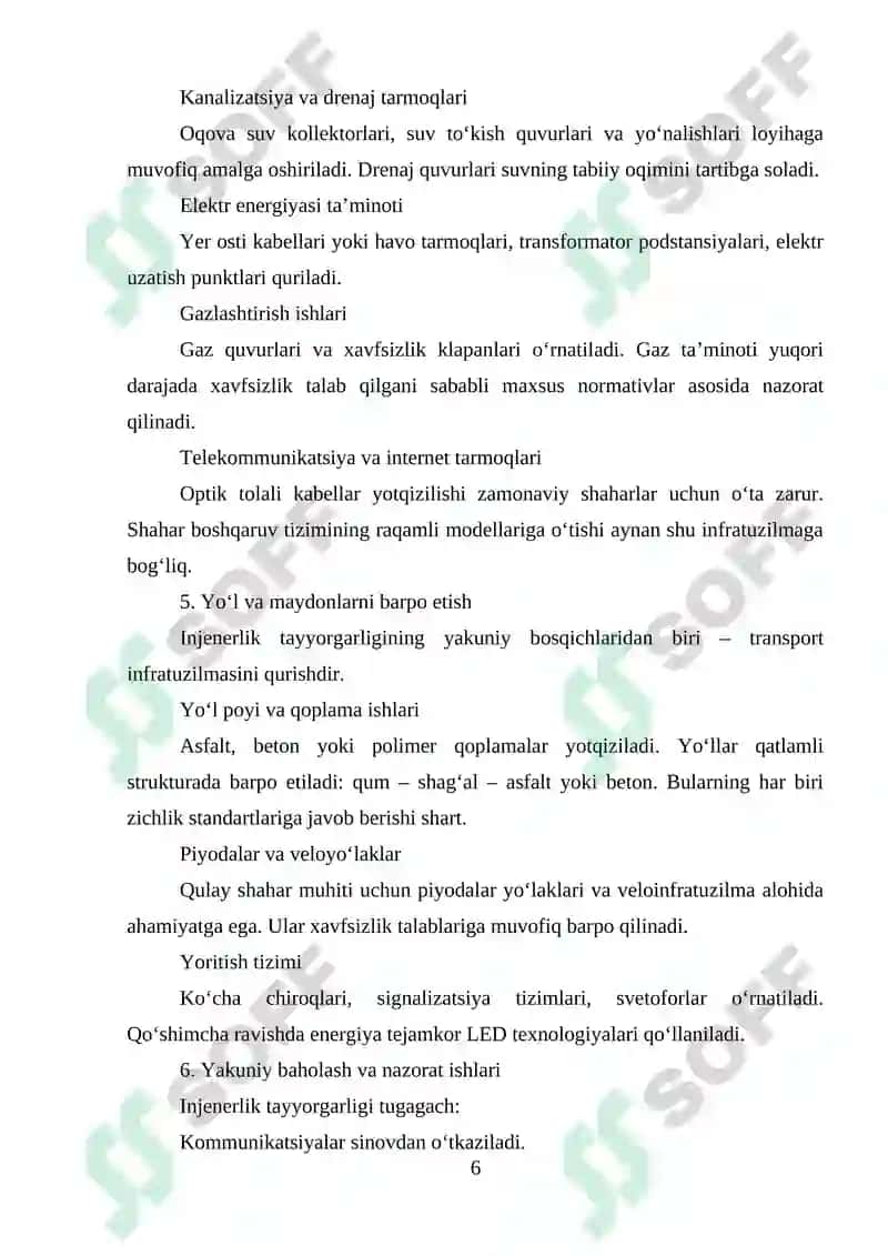 Shaharlarda Injenerlik Tayyorgarlik Ishlarini Olib Borish 6