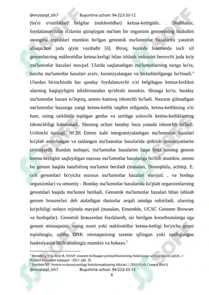 Bioinformatsion ma’lumotlar bazasi va ularning turlari 6