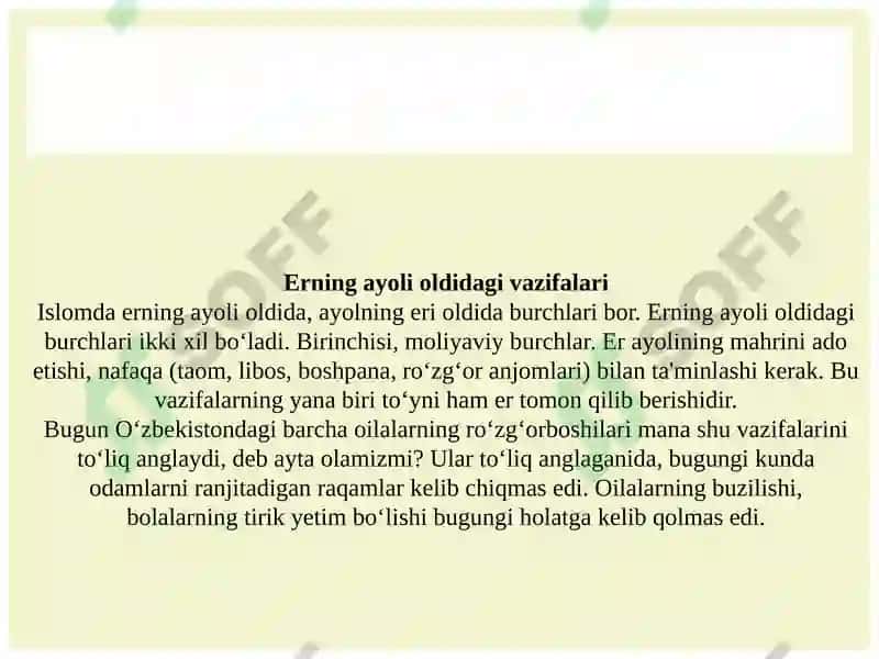 Islom dinida oilaga bo'lgan munosabatning o'ziga xos tomonlari 6