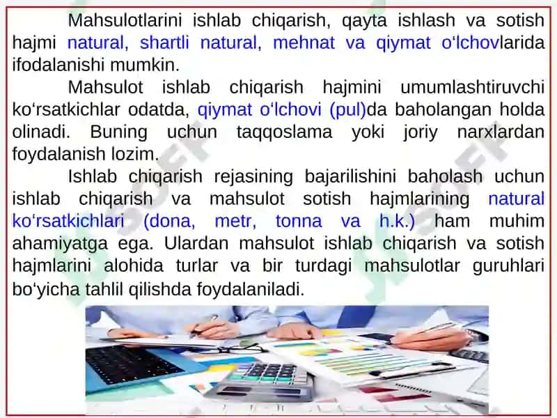 Mahsulot (ish, xizmatlar) ishlab chiqarish va sotish hajmi tahlili 6