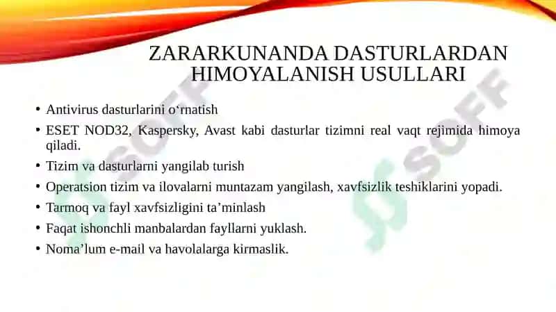 Zararkunanda dasturlar va ulardan himoyalanish 6