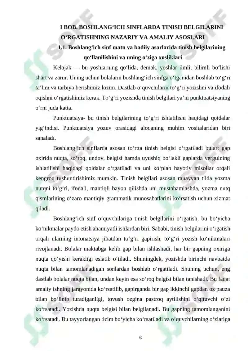 BOSHLANGʻINCH SINFLARDA MATN VA BADIIY ASARLARDA TINISH BELGILARINING ISHLATILISH OʻRNI. 6
