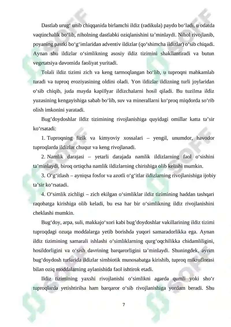 Bug’doydoshlar oilasining umumiy ta’rifi,vakillari,tuzilish xususiyatlari va ahamiyati. 6