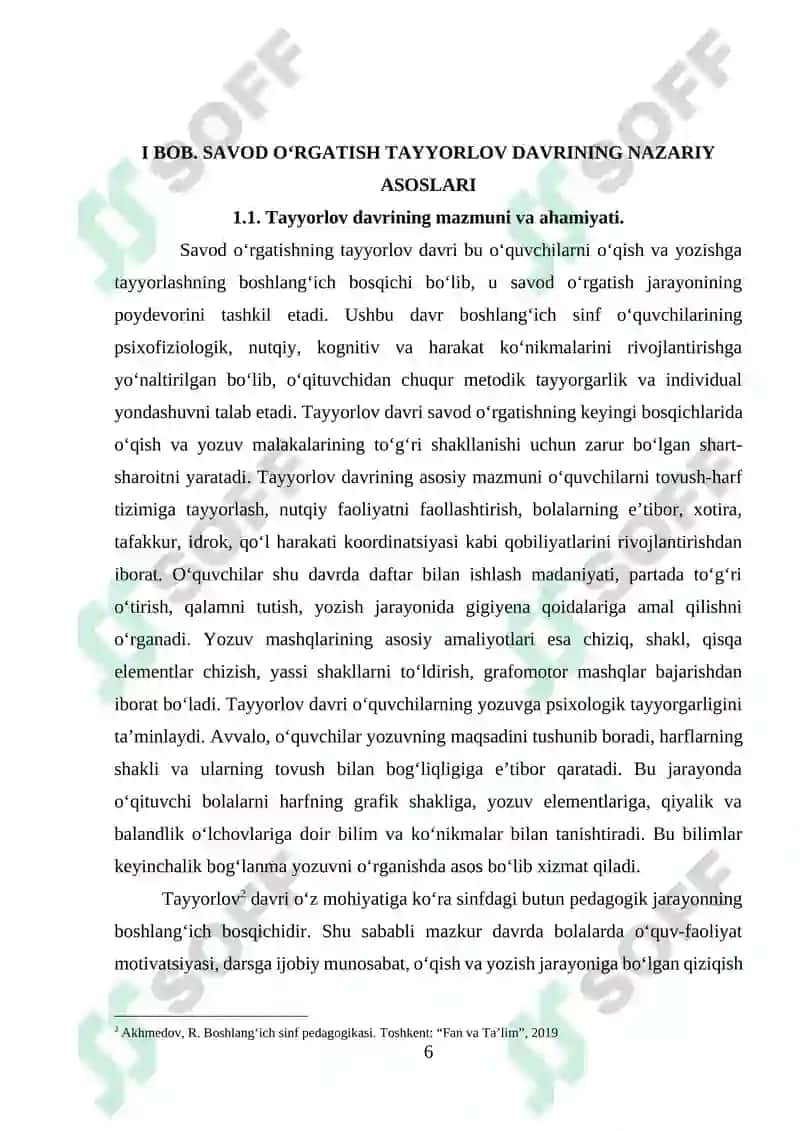 SAVOD O‘RGATISH TAYYORLOV DAVRI YOZUV DARSLARINI TASHKIL ETISH 6