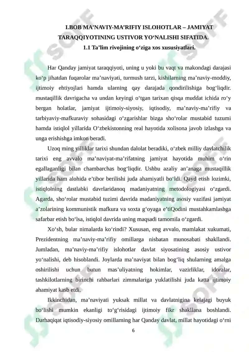 MA’NAVIY-MA’RIFIY ISLOHOTLAR – JAMIYAT TARAQQIYOTINING USTIVOR YO‘NALISHI SIFATIDA. 6