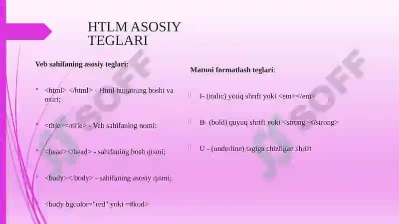 HTML tili.Tasvirlar bilan ishlash 6
