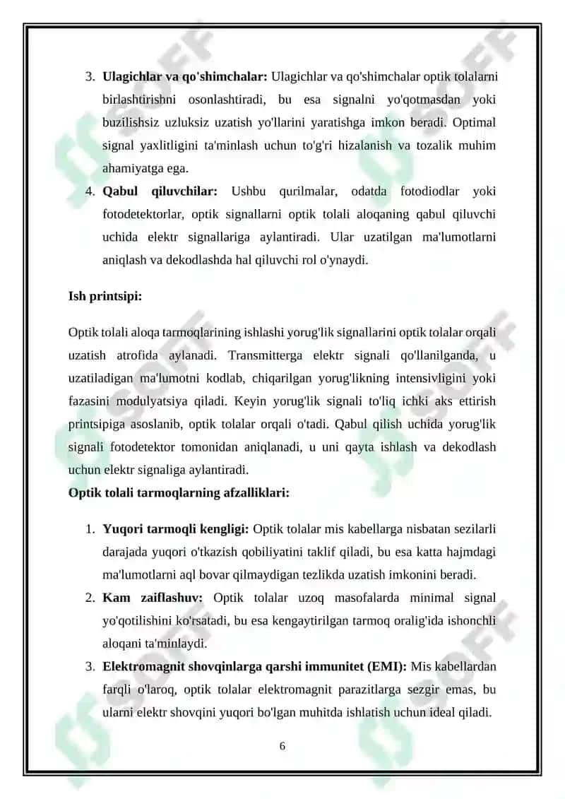 Tolali optik aloqa tarmoqlarida infokommunikatsion xizmatlar 6