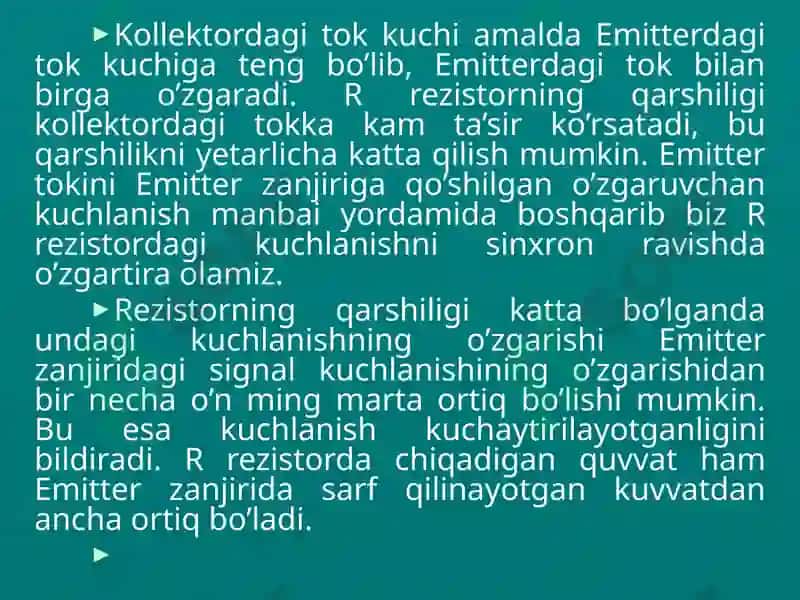 Tranzistorlar va ularning qo’llanilishi 6