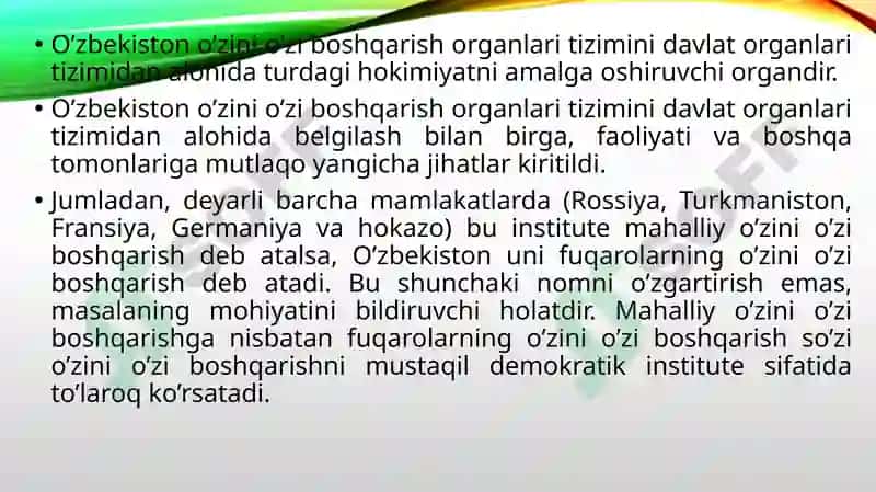Fuqarolarning o`zini o`zi boshqarish organlari. 6