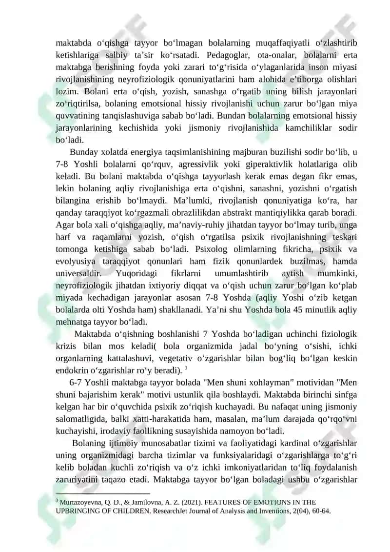 KICHIK MAKTAB YOSHIDAGI O’QUVCHILARNI O’QUV  FAOLIYATIDA O’ZINI O’ZI NAZORAT QILISHNING RIVOJLANISHI 6