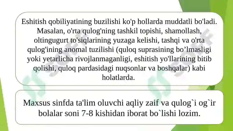 O‘quvchilar va sinfdagi xilma-xillik. Turli darajadagi intellektual yetishmovchiligi bo‘lgan bolalar,  autistik spektr buzilishlariga ega bolalar  uchun inklyuziv  ta’lim strategiyalari va ularni amalga oshirish shart-sharoitlari. 6