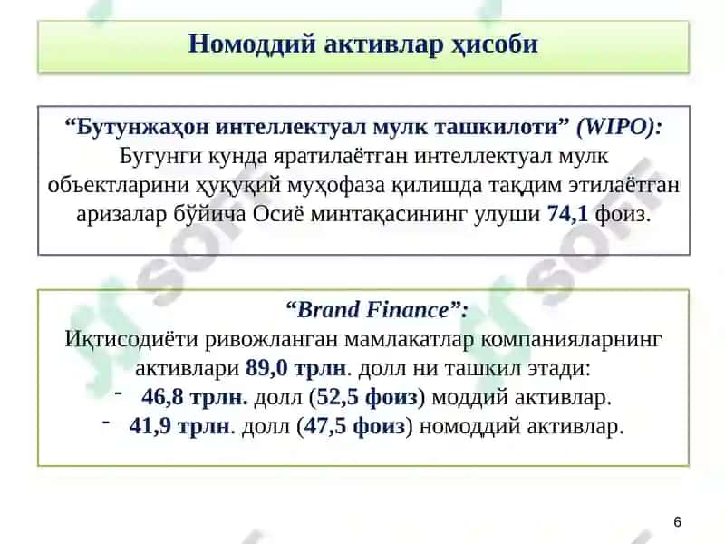 Номоддий активлар ҳисоби 6