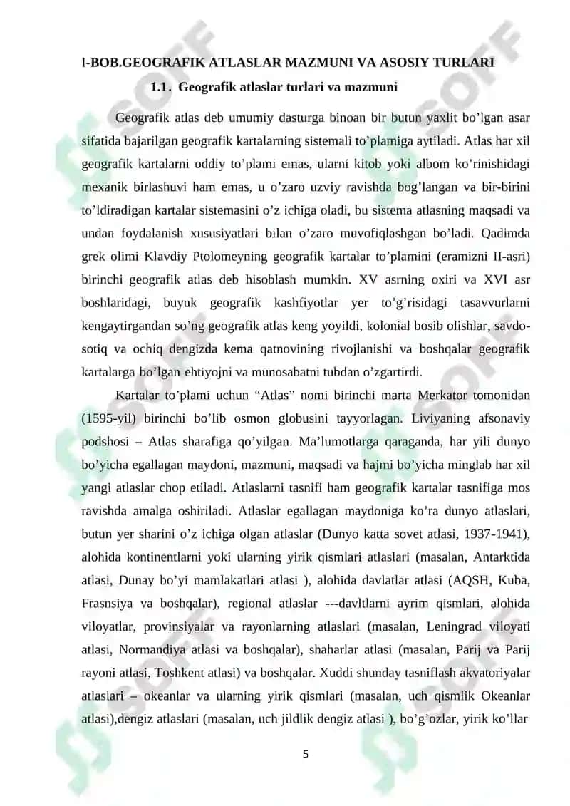 ATLAS KARTALARINI TUZISH, GEOGRAFIK ASOS ELEMENTLARINI SHAKLLANTIRISH 6