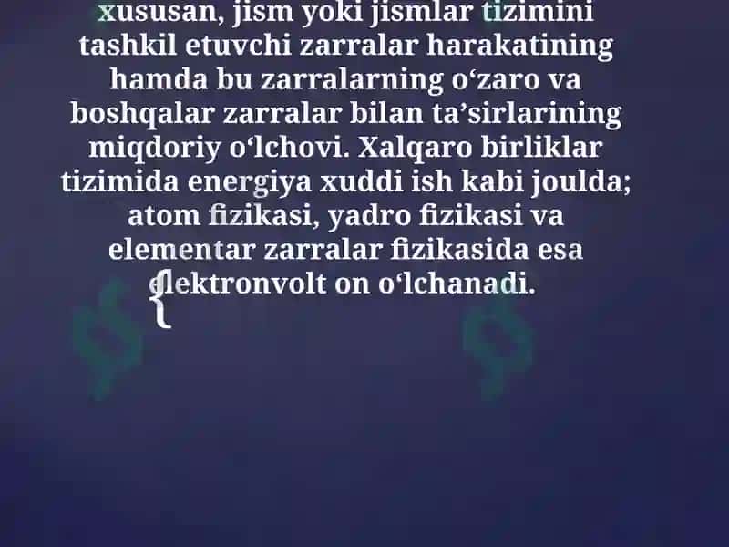 METABOLIZM JARAYONIDA ENERGIYA HOSIL BO’LISHI VA SARFLANISHI 6