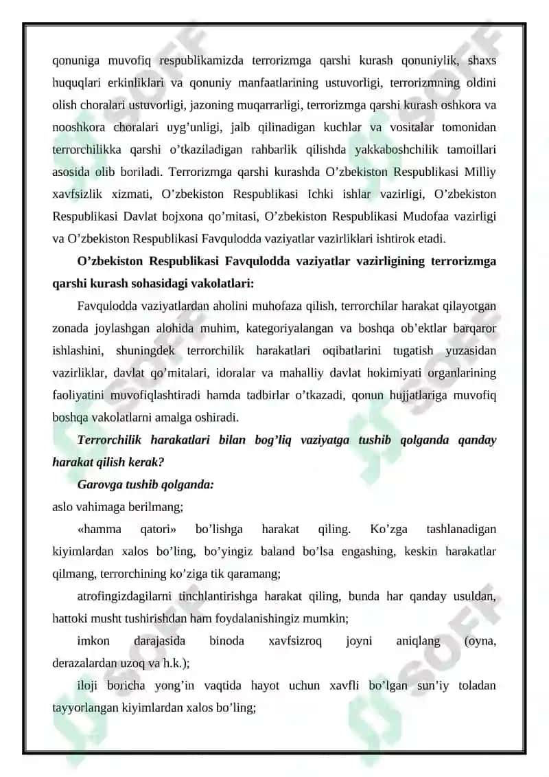 Terrorizm va aholi muhofazasi 6