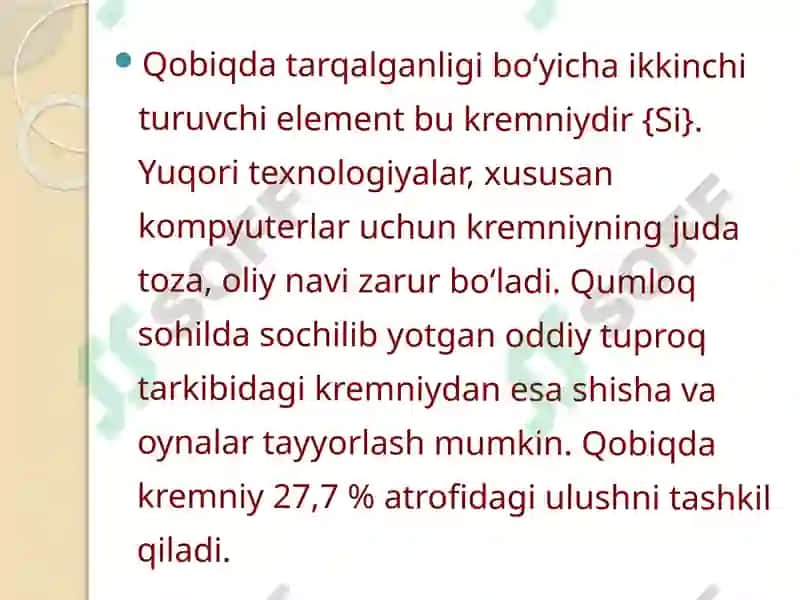 Kimyoviy elementlarning tarqalishi 6