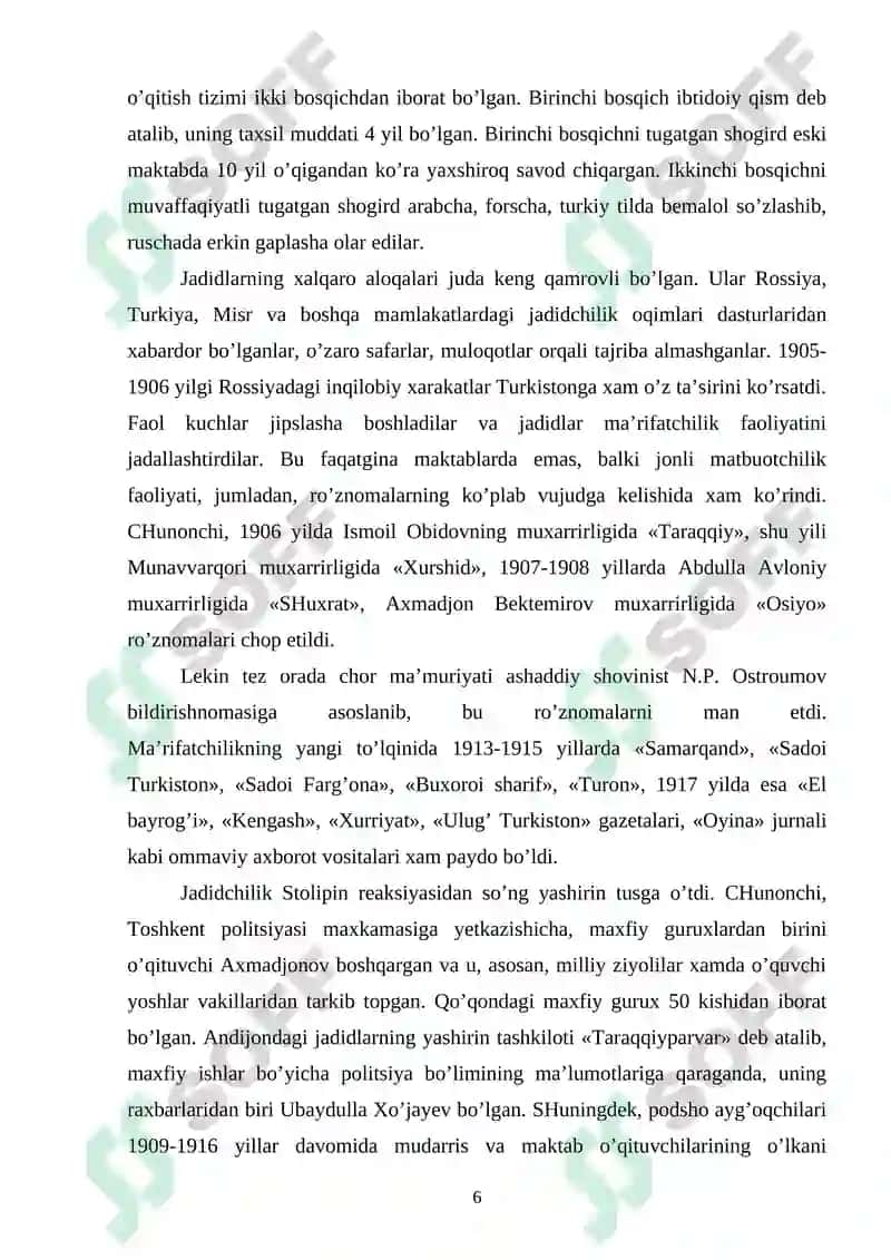 “Jadidchilik harakatining vujudga kelishidagi tarixiy shart-sharoitlar” 6