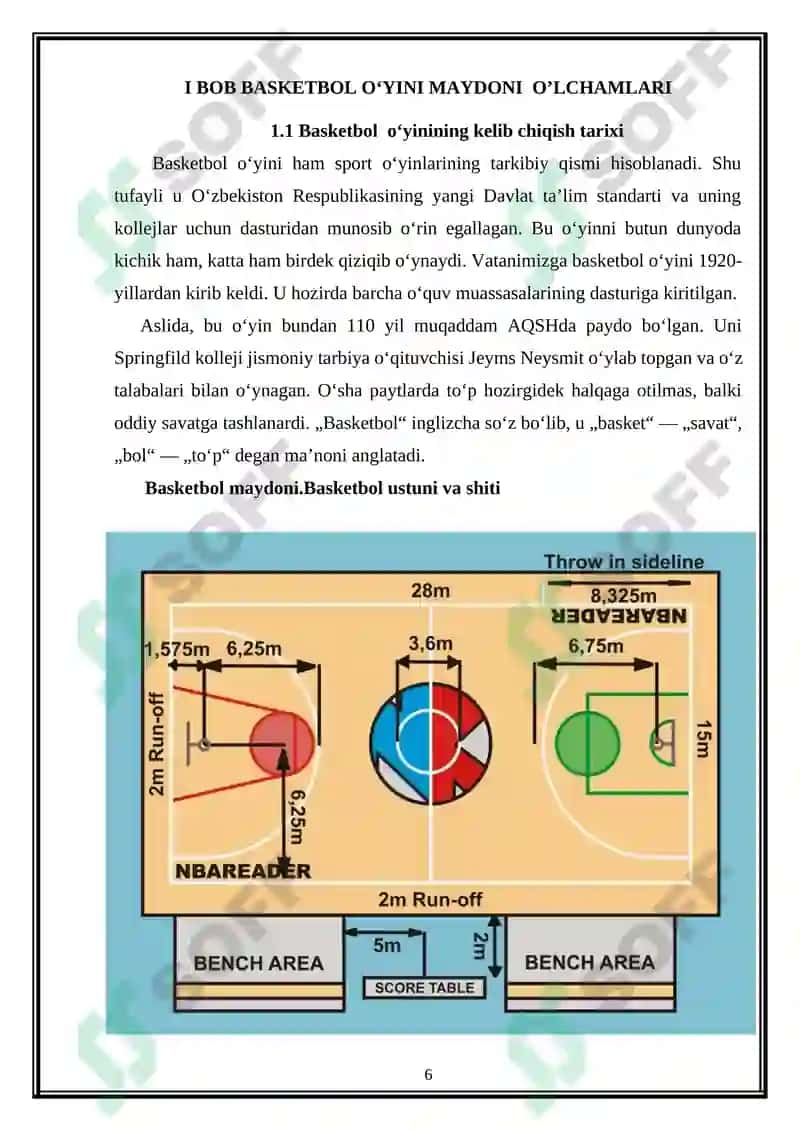Basketbol o'yini maydonining tuzilishi asosiy jixozlari 6