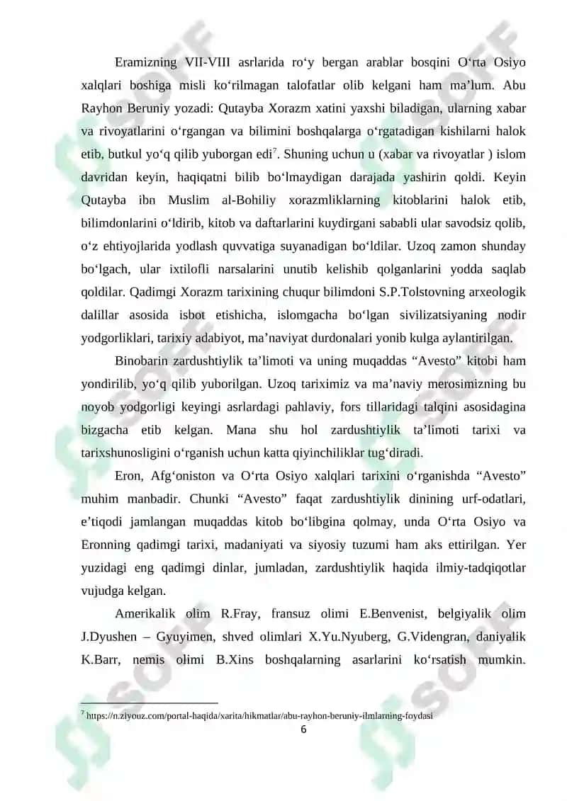 “Avesto” O’rta Osiyo viloyatlari ijtimoiy tuzumini o’rganishdagi o’rni. 6
