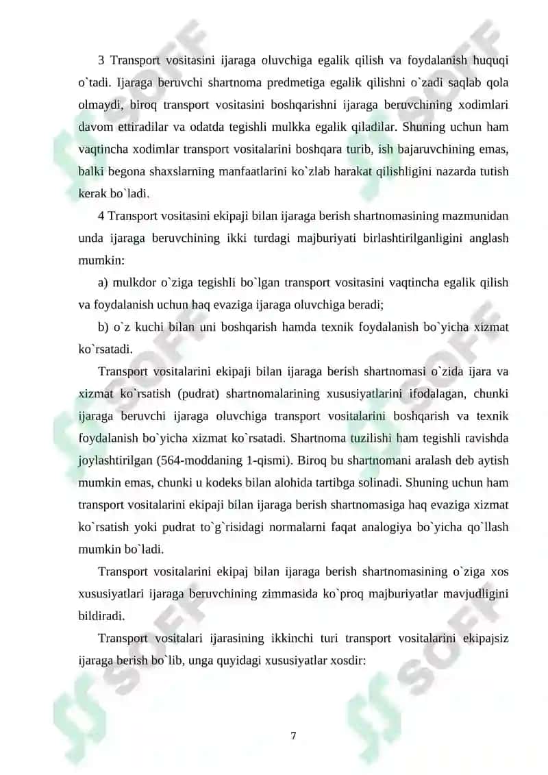 Transport Vositalari ijarasi shartnomasining fuqarolik huquqiy hususiyatlari 6