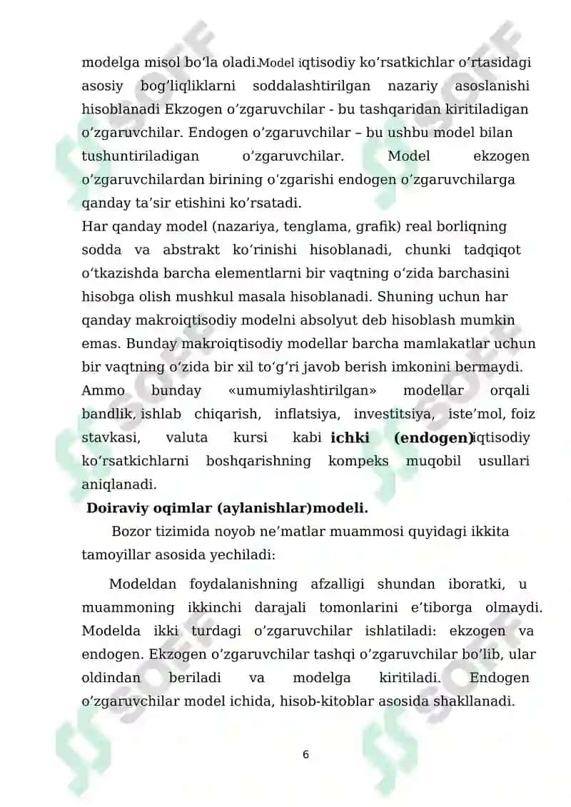 Asosiy makroiqtisodiy modellarning qiyosiy tahlili 6
