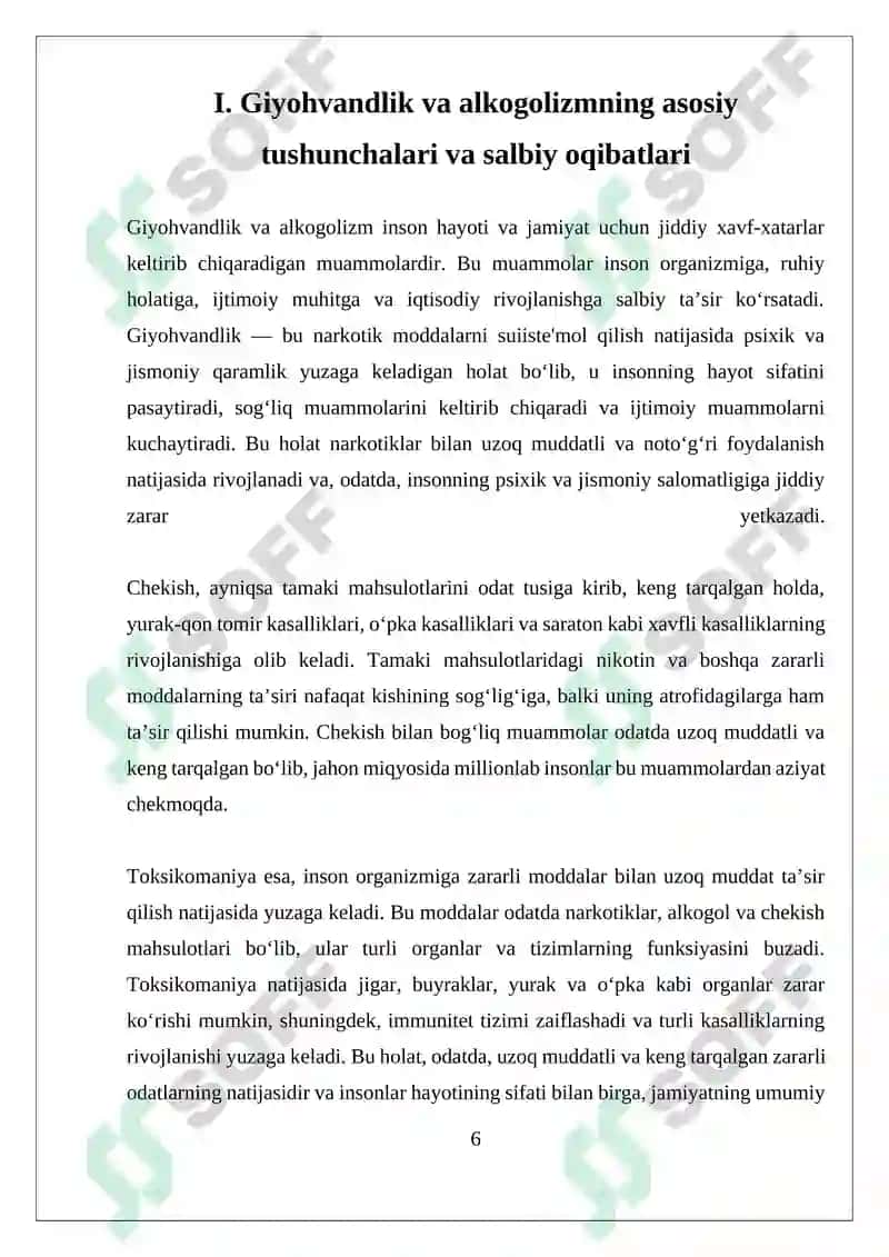 GIYOHVANDLIK, CHEKISH, TOKSIKOMANIYA VA ALKOGOLIZIMNING SALBIY OQIBATLARI 6