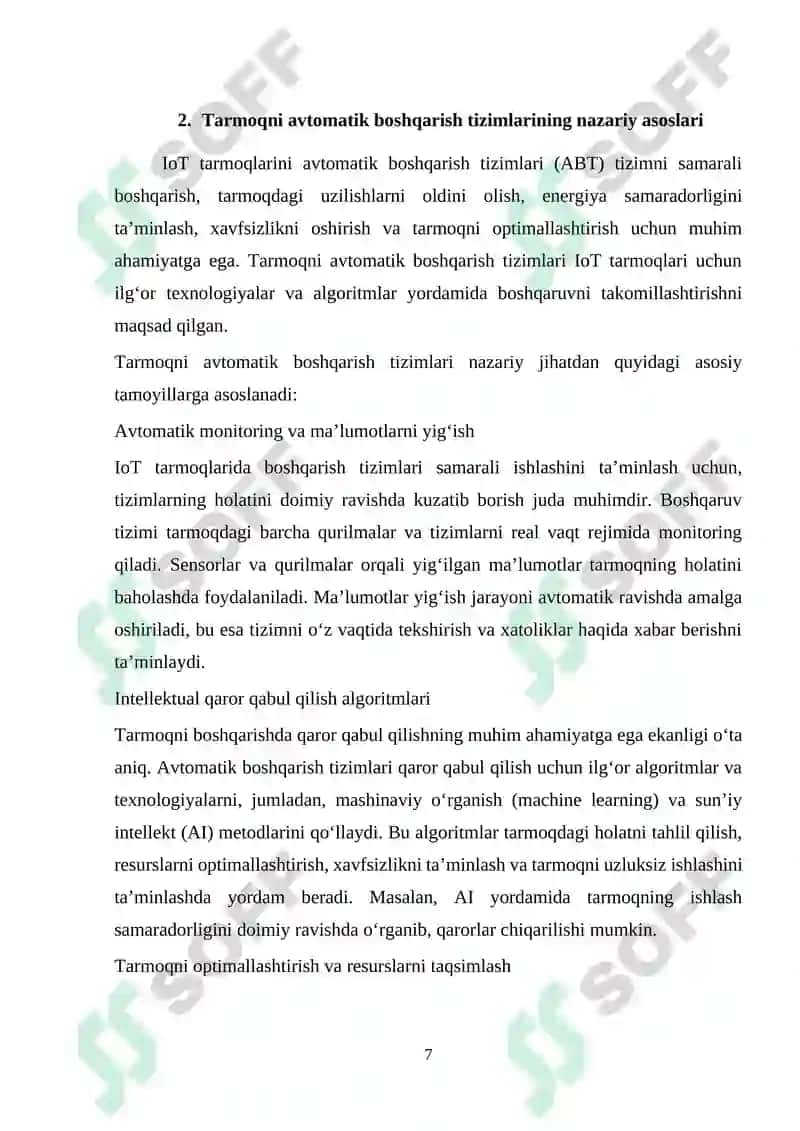 IoT tarmoqlarida tarmoqni avtomatik boshqarish tizimlari 7