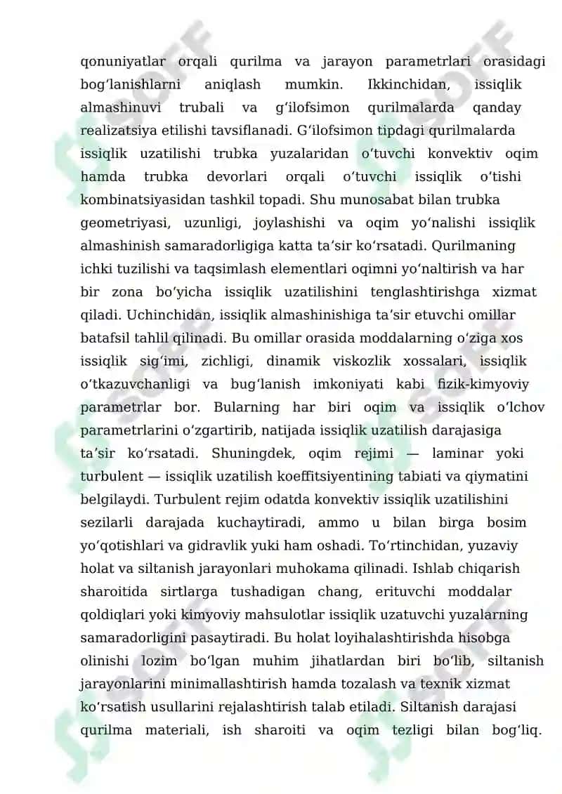 Toluolni suv bilan sovutish uchun vertikal  g'ulofsimon issiqlik almashinish qurulmasini hisoblang  va loyihalang. 7