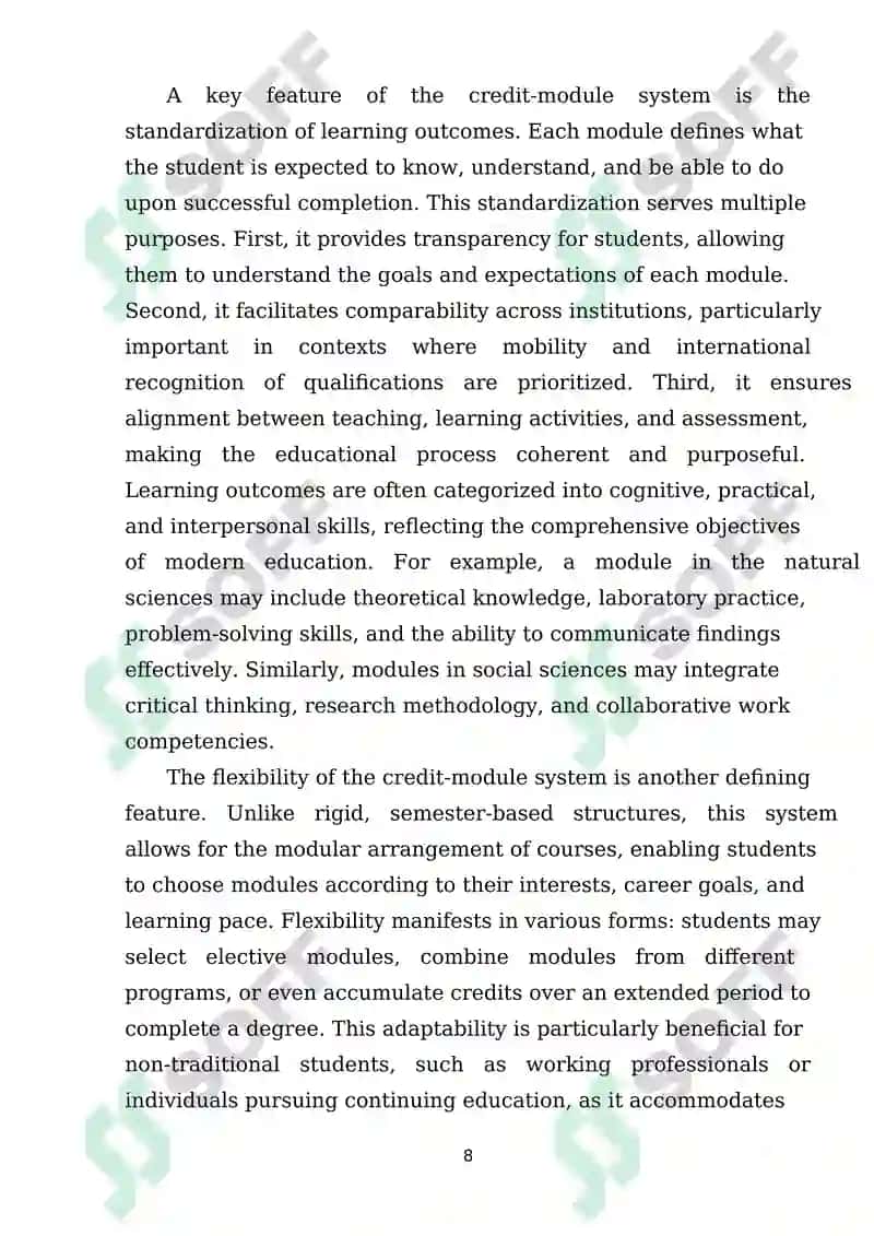 Assessing Student Knowledge within the Credit-Module System 7