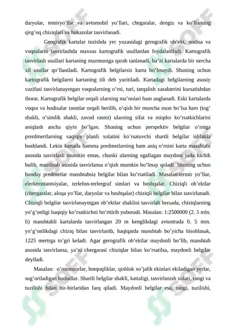 Geodeziya, kartografiya, geografiya KARTOGRAFIK TASVIRLASH USULLARI VA ULARNING QO‘LLANILISHI 7