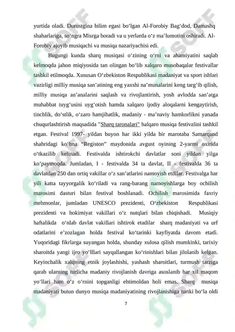 SHARQ XALQLARI MUSIQIY FOLKLORI BILAN QIYOSIY O'RGANISH 7