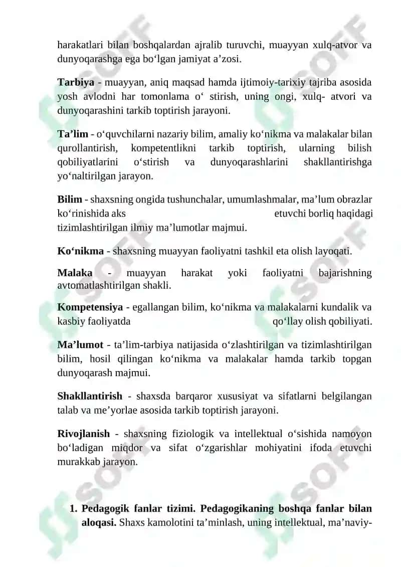 PEDAGOGIKA- SHAXS TARBIYASI VA RIVOJLANISHI TO‘G‘RISIDAGI FAN 7