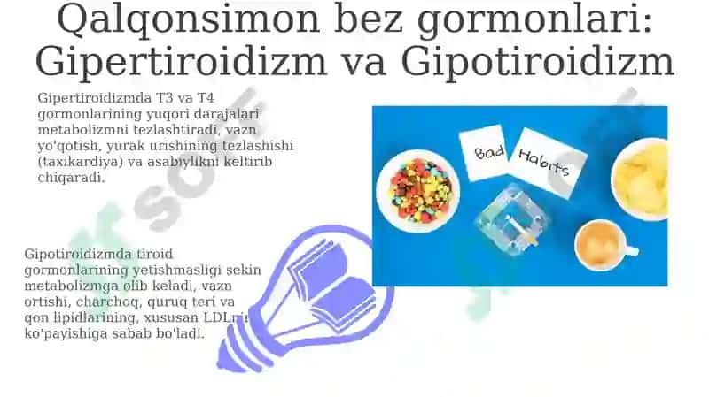 Gormonlarning giper va gipofunktsiyasini metobalizmning o'zgarishiga ta'siri 7