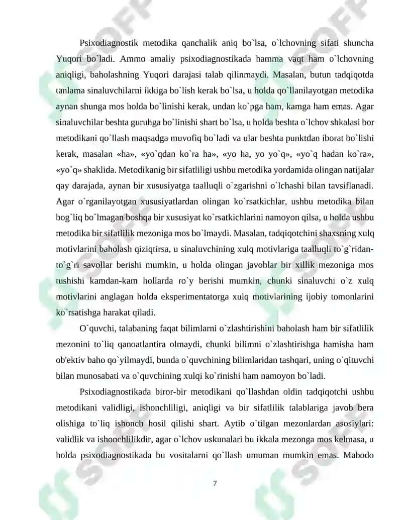 Amaliy topshiriq xarakteriga ko'ra psixodiagnostik metodikalar klassifikatsiyasi 7