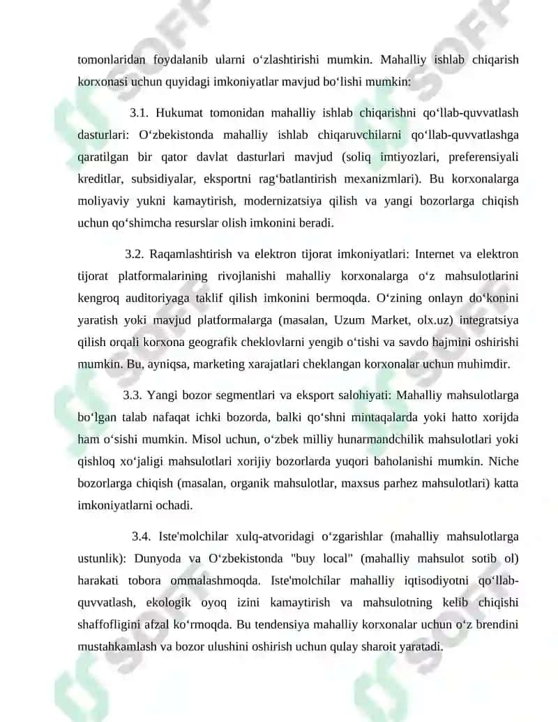 Mahalliy korxona boyicha swot tahlil tayyorlash, muammoni aniqlash va yechimlarni liyiha shaklida ishlab chiqish 7