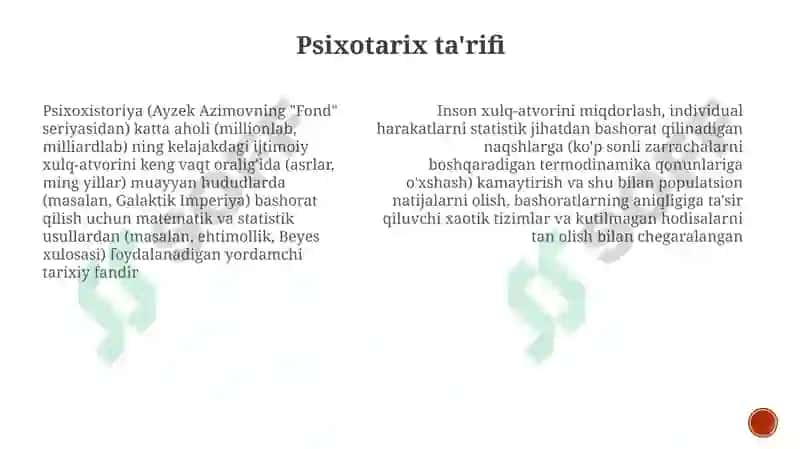Psixoistoriya yordamchi tarih fani 7