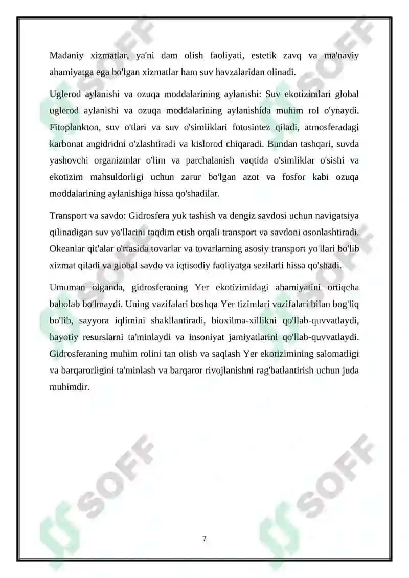 GIDROSFERANING EKOLOGIK FUNKSIYASI 7