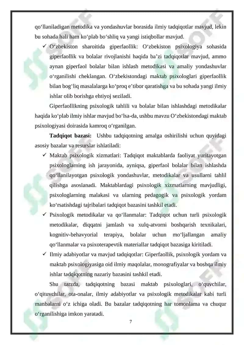 Maktab psixologining giperfaol bolalar bilan ishlashdagi o'ziga xos xususiyatlari 7