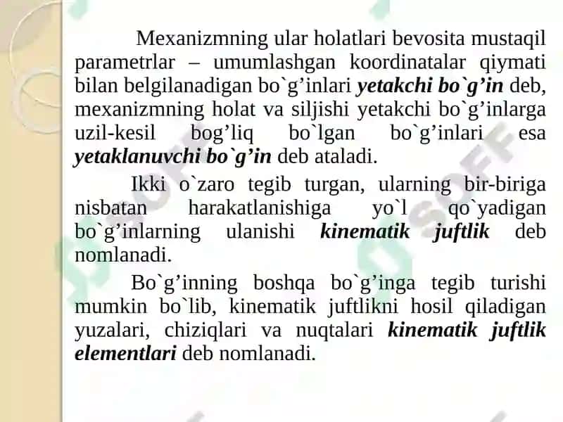 MEXANIZM VA MASHINALAR NAZARIYASI 7